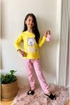 Winnie The Pooh Desenli Sarı Kız Çocuk Pijama Takımı 4-12 Yaş 566