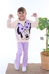 PJK2İ Minnie Mouse Desenli Lila Fitilli Taytlı 2 İp %100 Pamuk Kız Çocuk Takımı 3-10 Yaş 7215-L