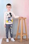 PJK2İ Mickey Mouse Desenli Füme 2 İp %100 Pamuk Erkek Çocuk Eşofman Takımı 3-10 Yaş 7238-F