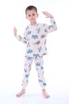 İSOB Bej Aslan Desenli %100 Pamuk Erkek Çocuk Pijama Takımı 3-8 Yaş 32219-B