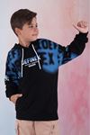 Black DefInex 2İp Erkek Çocuk Kapşonlu Sweatshirt Siyah 7-16 Yaş Defne043-S