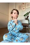 KÇKP Bluey Desenli Mavi %100 Pamuk Erkek Çocuk Pijama Takımı 3-10 Yaş 3125-M