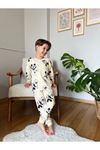 KÇKP Mickey Mause Desenli Ekru %100 Pamuk Erkek Çocuk Pijama Takımı 3-10 Yaş 3112-E