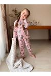 İSOB Pembe Bluey Desenli Fitilli Kumaş %100 Pamuk Kız Çocuk Pijama Takımı 3-8 Yaş 31221-P