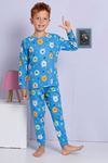 ELMP Mavi Ayıcık Desenli %100 Pamuk Erkek Çocuk Pijama Takımı 1-13 Yaş 3059