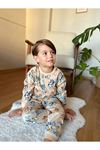 KÇKP Bluey Desenli Bej %100 Pamuk Erkek Çocuk Pijama Takımı 3-10 Yaş 3125-B