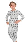 *ELMP Gri Ayıcıklı %100 Pamuk Unisex Çocuk Pijama Takımı 1-9 Yaş 3038