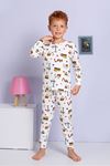 ELMP Ekru İş Makinesi Desenli %100 Pamuk Erkek Çocuk Pijama Takımı 1-13 Yaş 3058