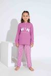 TARP 2 Düğmeli Pembe Kelebek Nakışlı Termal Kız Çocuk Pijama Takımı 5-15 Yaş 2807-2808-P