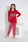 TARP Kırmızı Minnie Mouseli İnterlok Kız Çocuk Pijama Takımı 3-11 Yaş 2743-2744-K