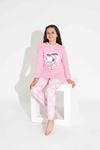 TARP Pembe Snoopy İnterlok Kız Çocuk Pijama Takımı 3-11 Yaş 2735-2736-P