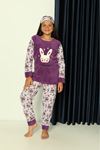 MİNİM Mor Tavşanlı Polar Kız Çocuk Pijama Takımı 5-16 Yaş 6064-M