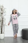 MİNİM Pembe Ayıcıklı Polar Kız Çocuk Pijama Takımı 5-16 Yaş 7013-PE