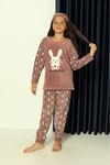 MİNİM Gül Kurusu Tavşanlı Polar Kız Çocuk Pijama Takımı 5-16 Yaş 0600-GK