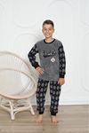 MİNİM Füme Basebol Nakışlı Polar Erkek Çocuk Pijama Takımı 5-16 Yaş 0305-2203-F