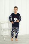 MİNİM Lacivert Football Star Nakışlı Polar Erkek Çocuk Pijama Takımı 9-16 Yaş 5921-L