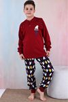 KAPİP Bordo WILD Baskılı İnterlok Erkek Çocuk Pijama Takımı 11-15 Yaş 5178-B