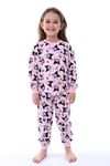 İSOB Pembe Kuromi Desenli %100 Pamuk Kız Çocuk Pijama Takımı 3-8 Yaş 31228-P