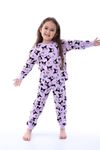 İSOB Lila Kuromi Desenli %100 Pamuk Kız Çocuk Pijama Takımı 3-8 Yaş 31228-L