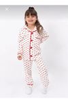 DLŞP Kırmızı Kalp Desenli %100 Pamuk Bebek Pijama Takımı 2-5 Yaş 051-K