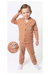 DLŞP Kahverengi Ayıcık Desenli %100 Pamuk Bebek Pijama Takımı 6-18 Ay 1068-K